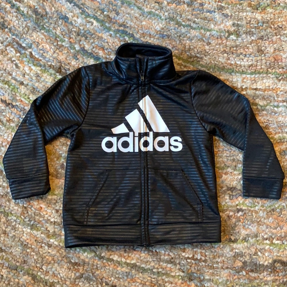 Adidas Black on black striped track jacket size 2T
